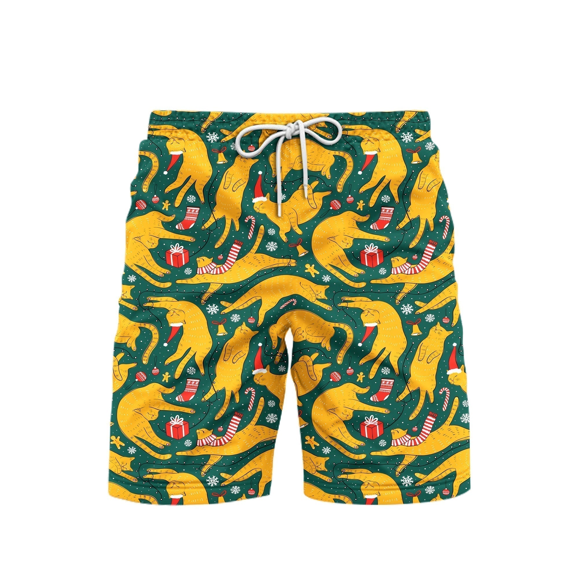 Christmas Ginger Cats Sleeping Beach Shorts For Men