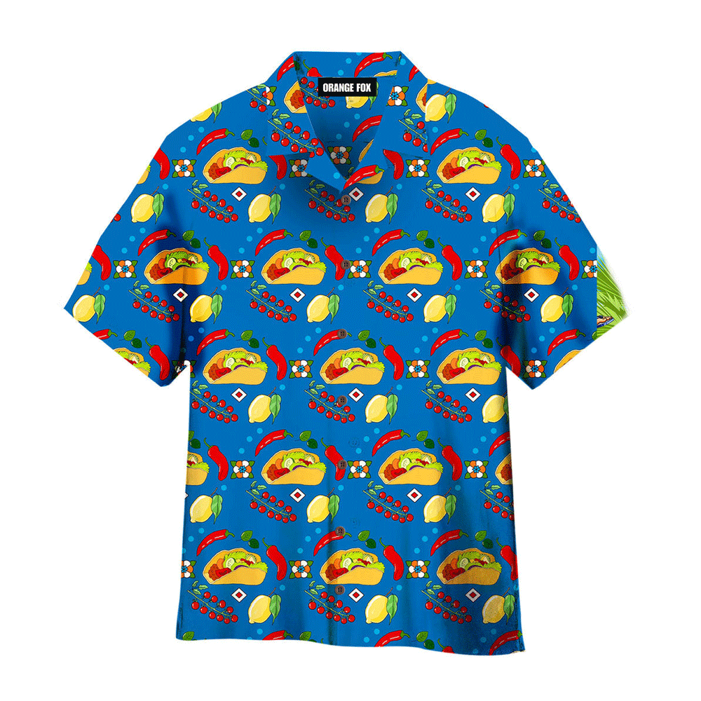 Cinco De Mayo Tacos Mexican Food Chili Mexico Pattern Blue Hawaiian Shirt For Men And Women WH1171