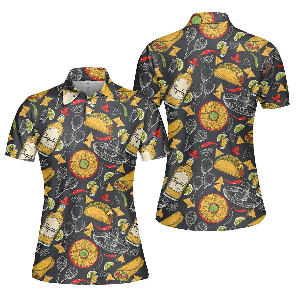 Colorful Amazing Mexican Food Polo Shirt For Women