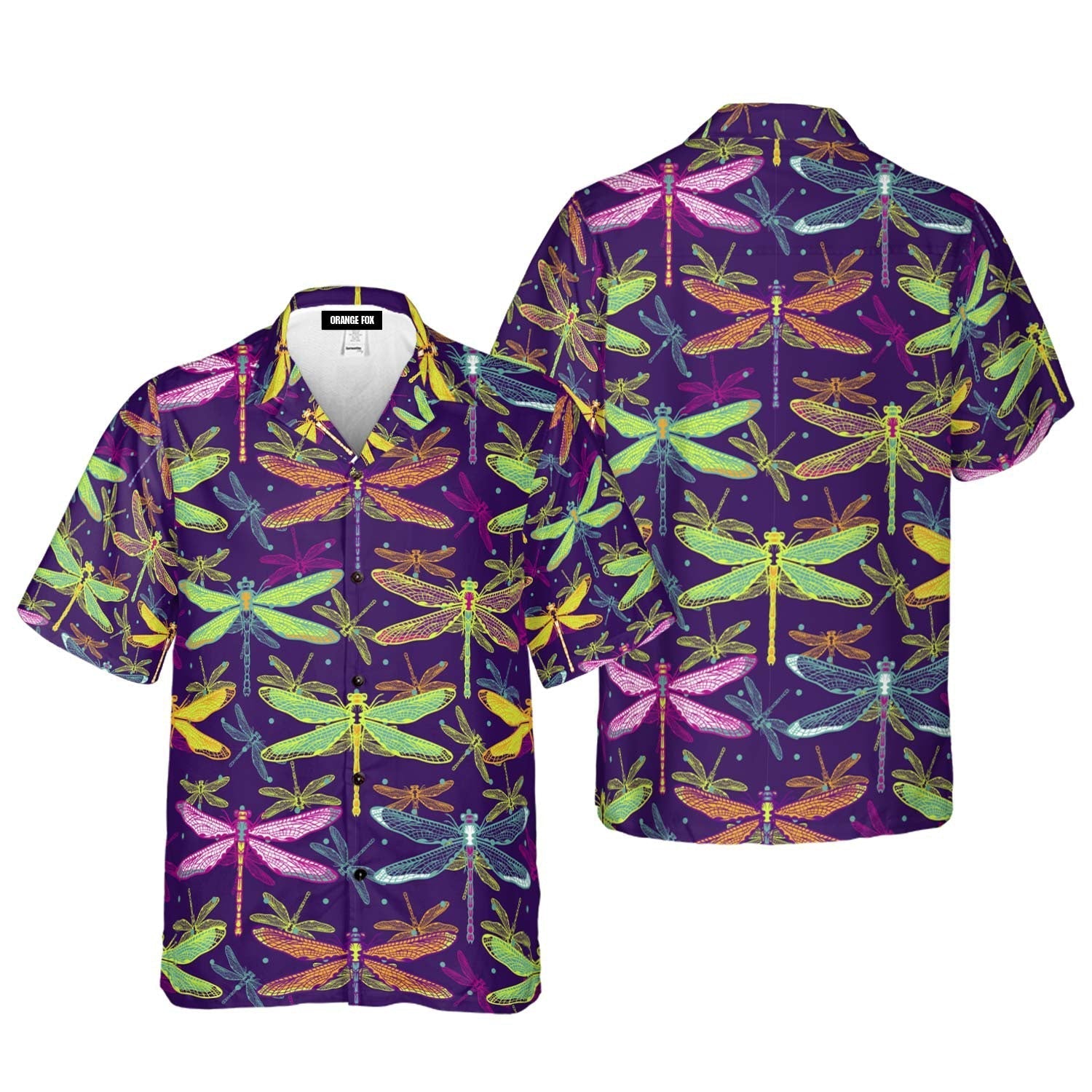 Colorful Dragonflies Insect Pattern Aloha Hawaiian Shirts For Men & Women