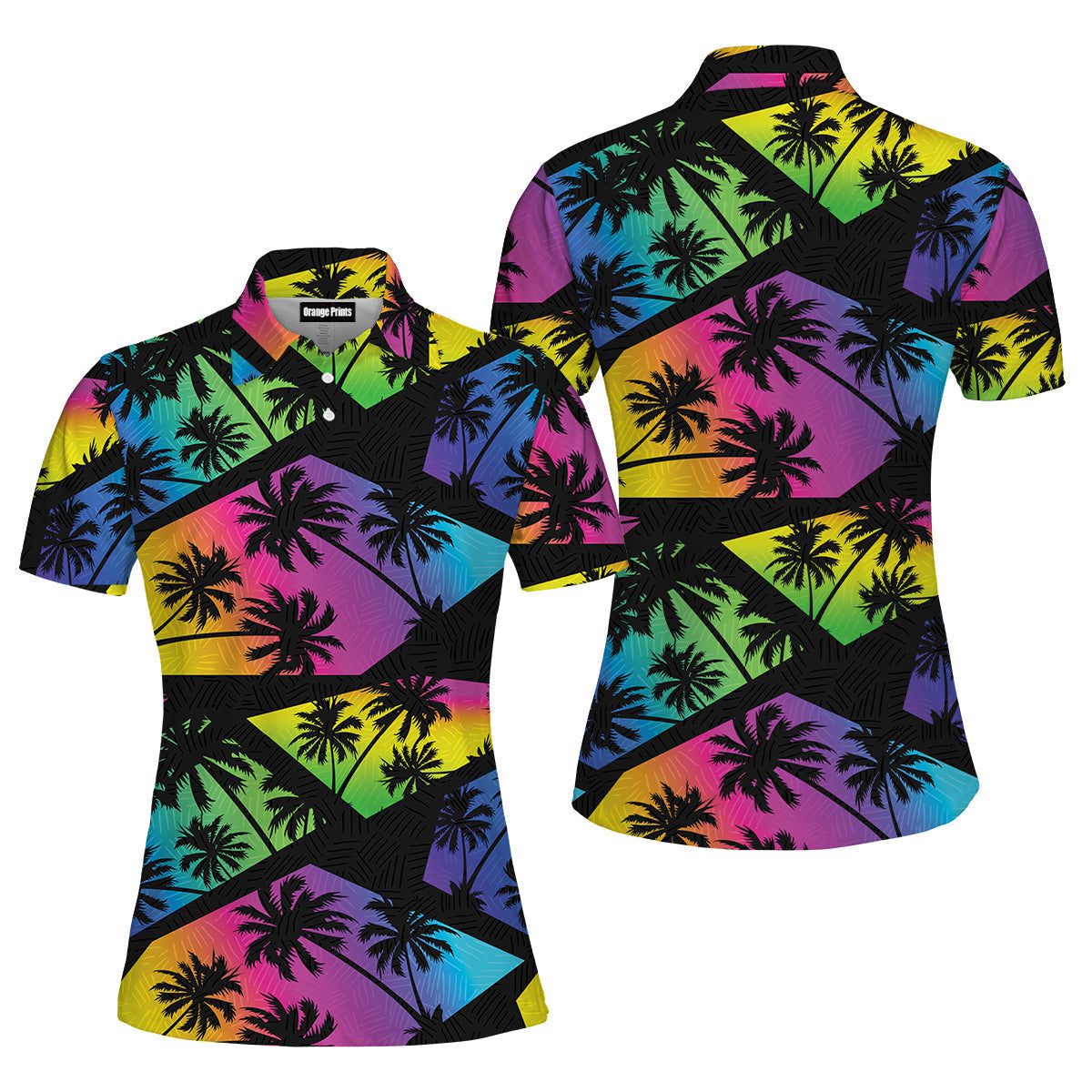 Colorful Tropical Polo Shirt For Women