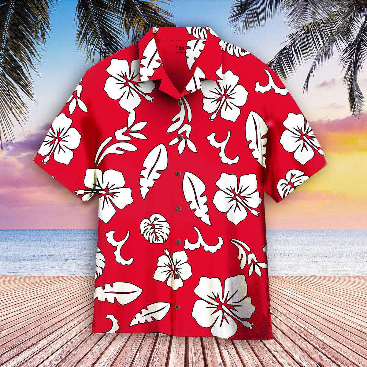 Hibicus Flowers Pattern Hawaiian Shirt For Men & Women