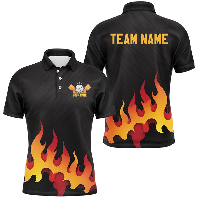 Custom Flame Pickleball Polo Shirts, Mens Pickleball Clothing IPHW6881