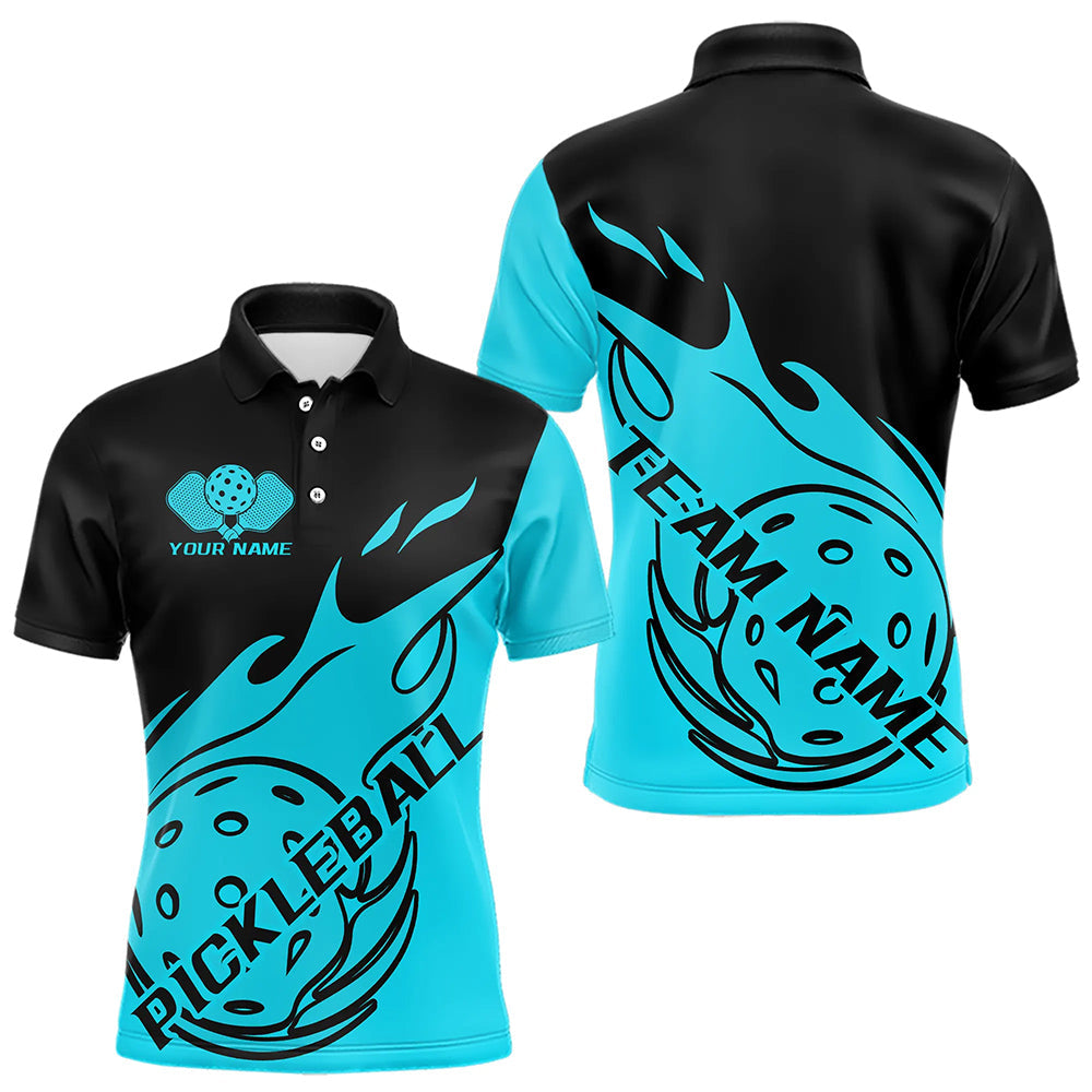 Black And Blue Fire Pickleball Ball Custom Flame Pickleball Polo Shirts For Men Team Outfit IPHW7777