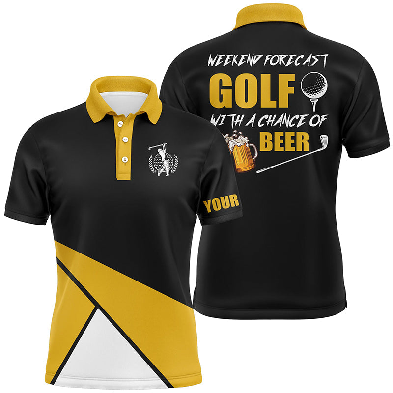 Men's Custom Golf Polo Shirt - Weekend Forecast: Golf with a Chance of Beer - Team Black Golf Shirt N5359