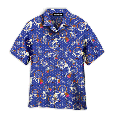 Love Bicycles Dots Pattern Aloha Dark Blue Hawaiian Shirts For Men And Women WH1178