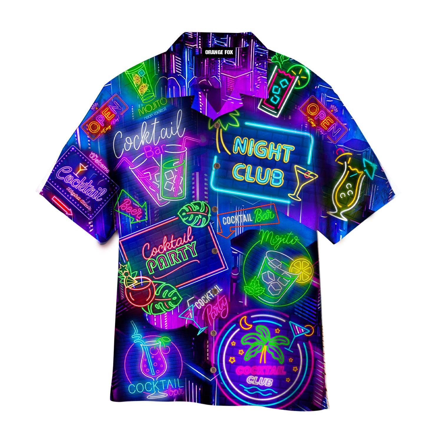 Neon Cocktail Night Club Hawaiian Shirt For Men & Women