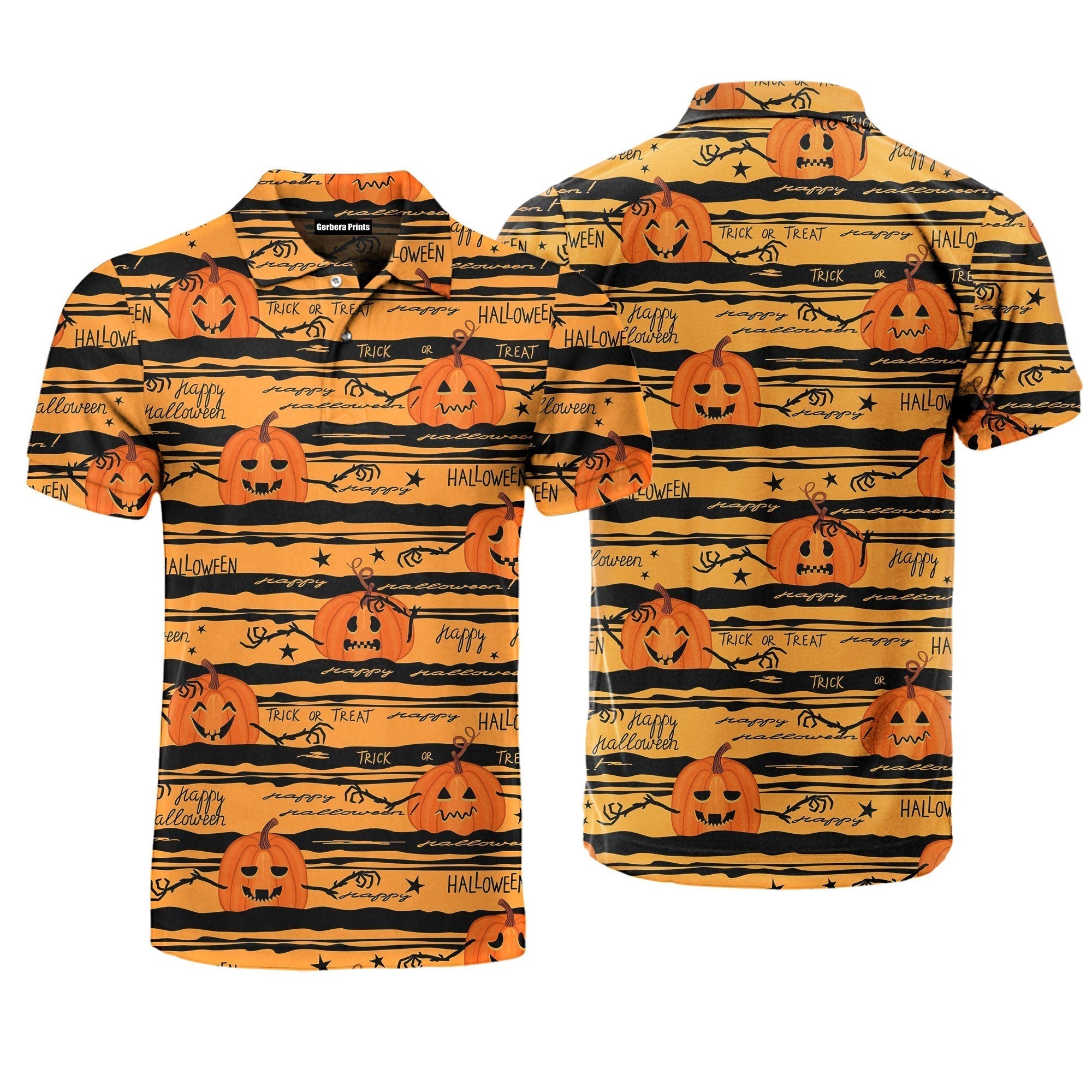 Halloween Typographic Style Orange Polo Shirt For Men