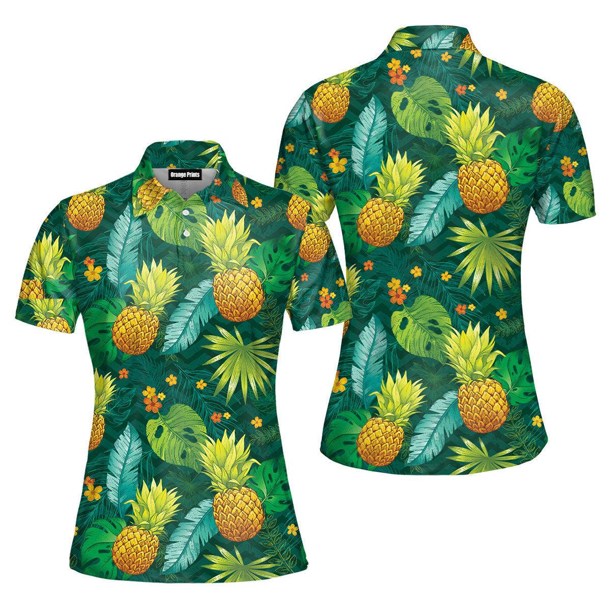 Pineapple Fruit Tropical Polo Shirt For Women