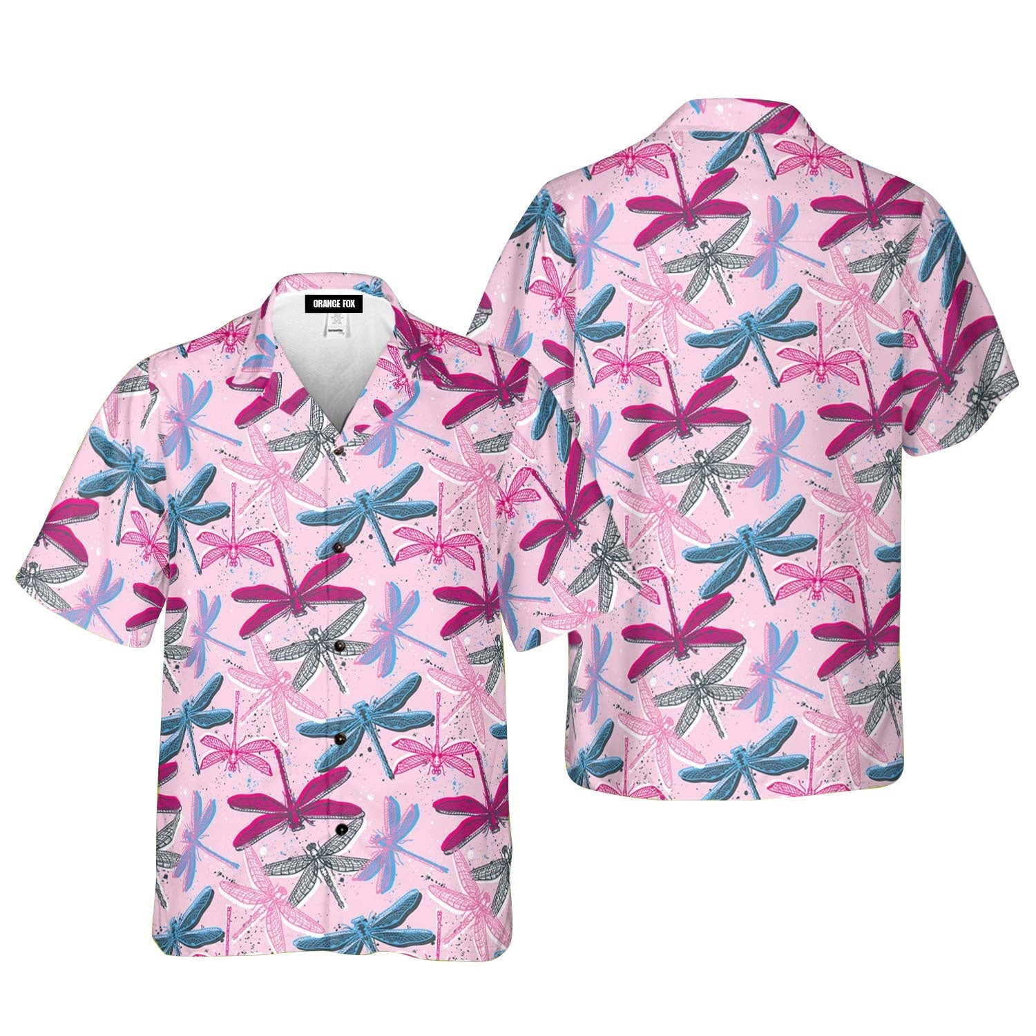 Pink Colorful Dragonflies Insects Hawaiian Shirt For Men & Women