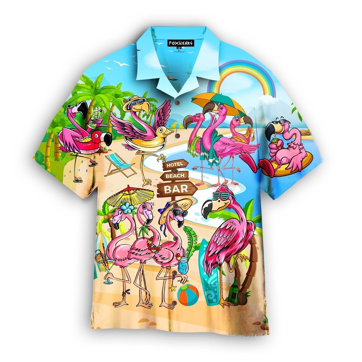Pink Flamingo On Beach Summer Hawaiian Shirt For Men & Women