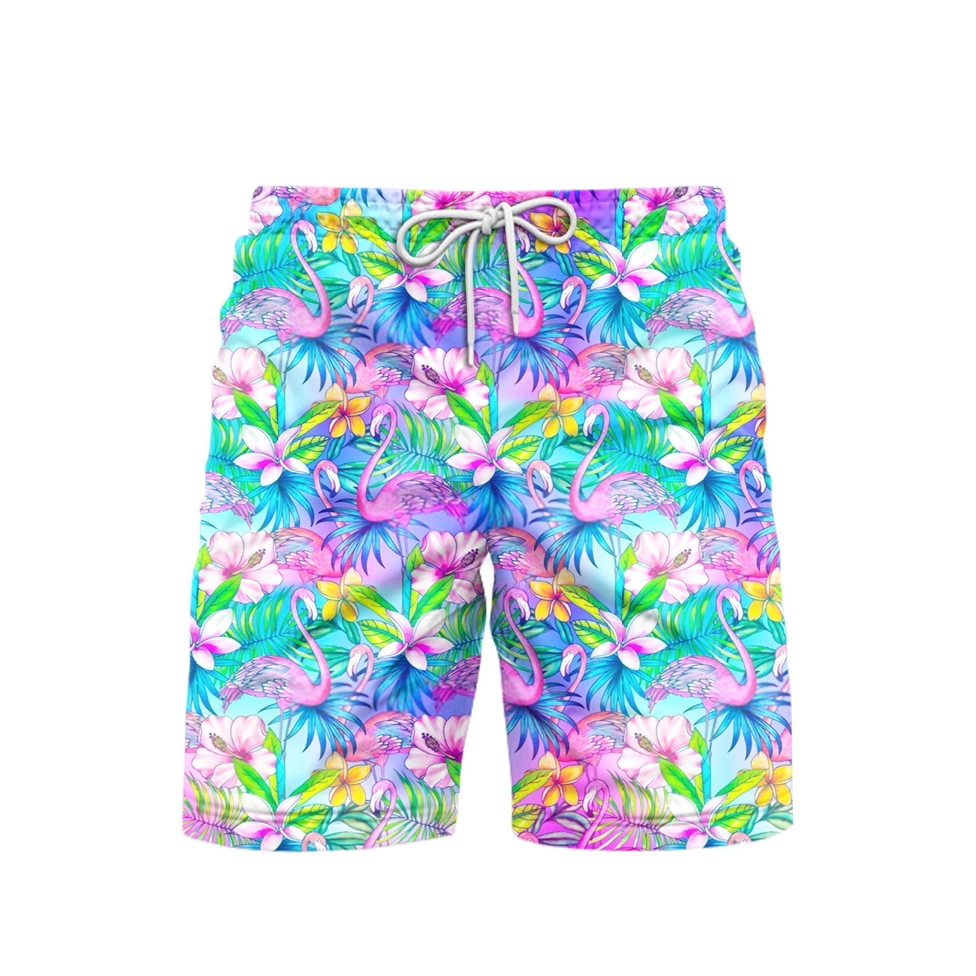 Pink Flamingo Tropical Beach Shorts For Men