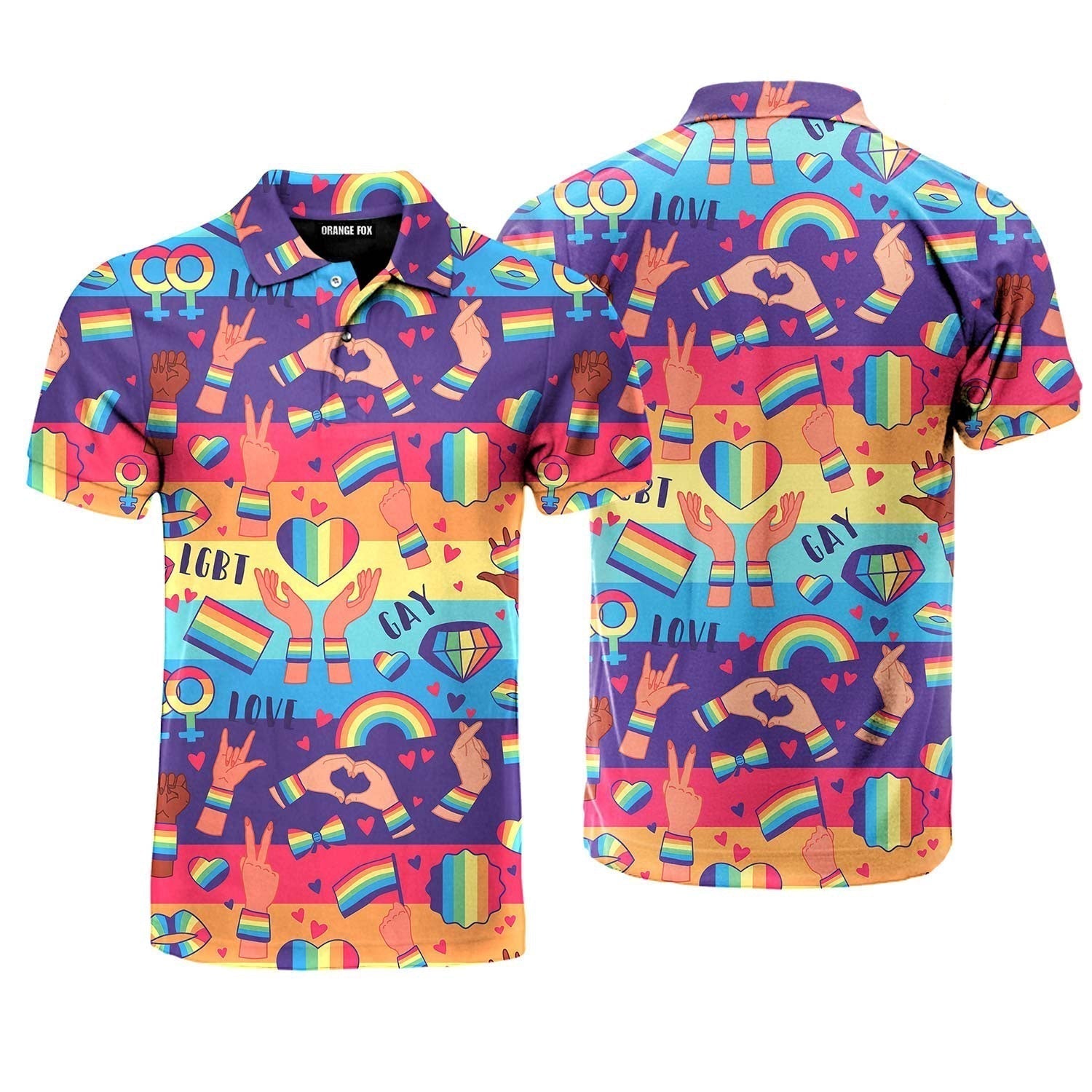 Rainbow LGBT Rights Symbols Polo Shirt For Men