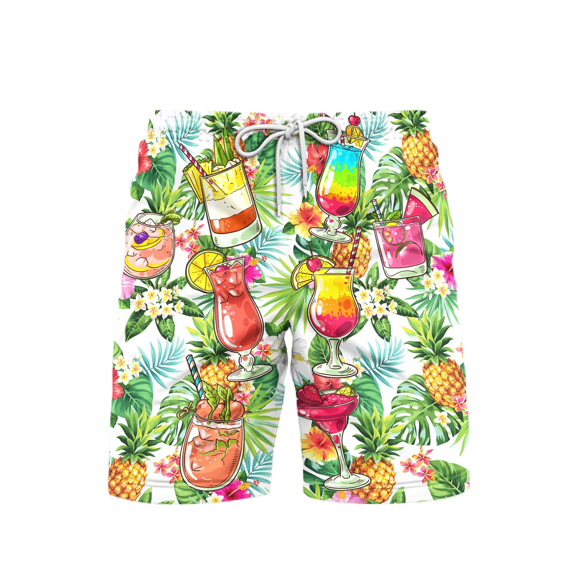 Cocktail And Fruit Hello Summer Beach Shorts For Men