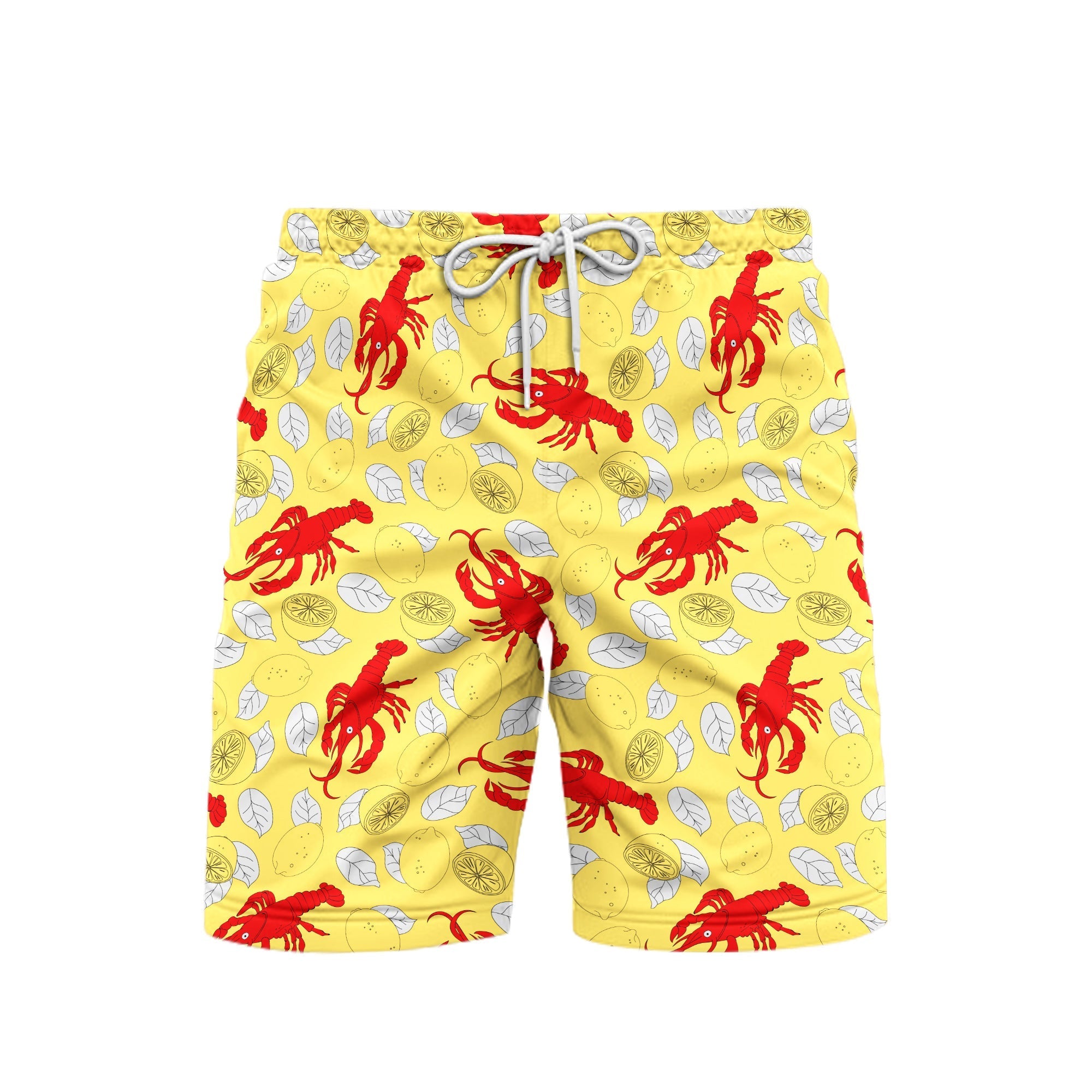 Yellow Crawfish Lemon Beach Shorts For Men