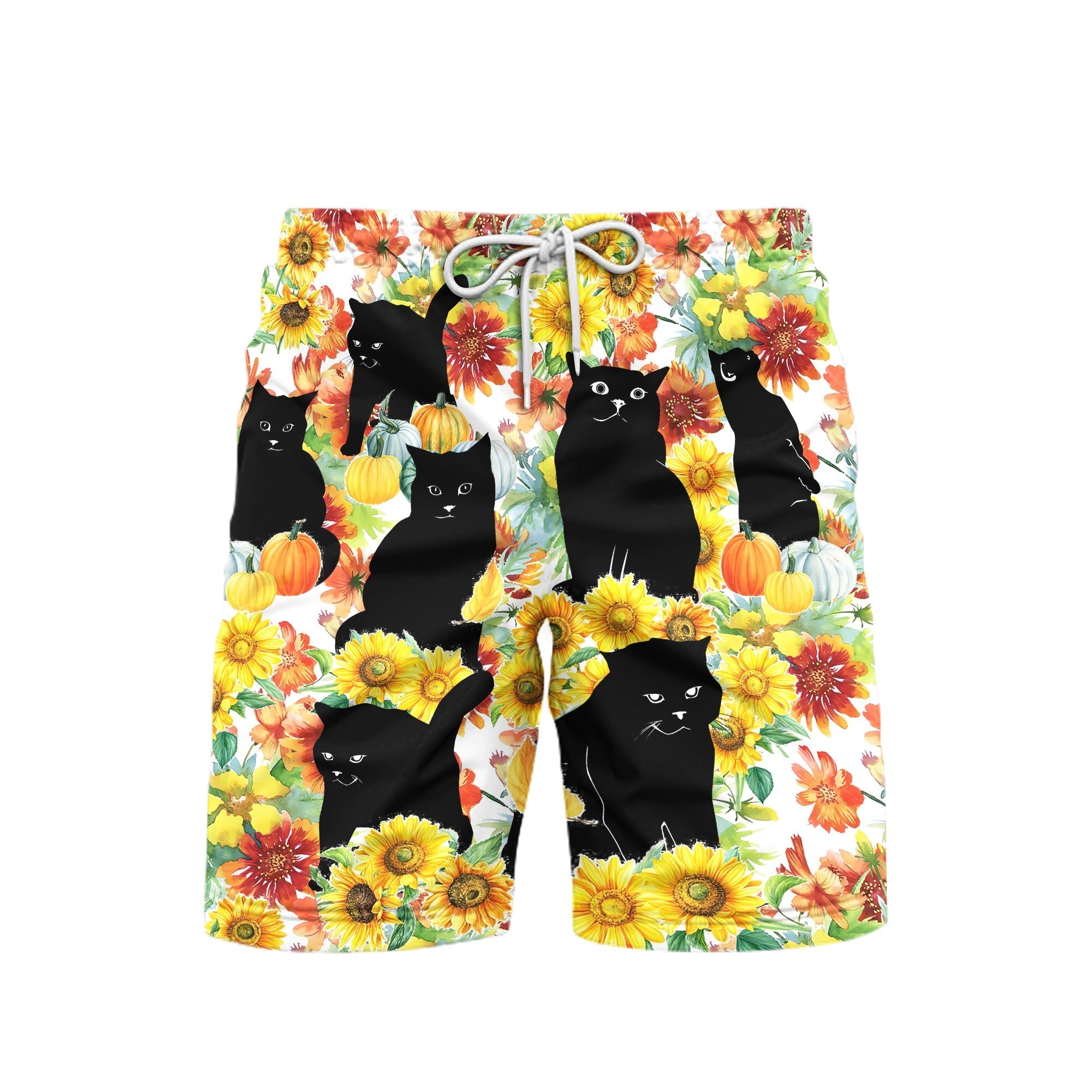 Black Cat Love Autumn Beach Shorts For Men