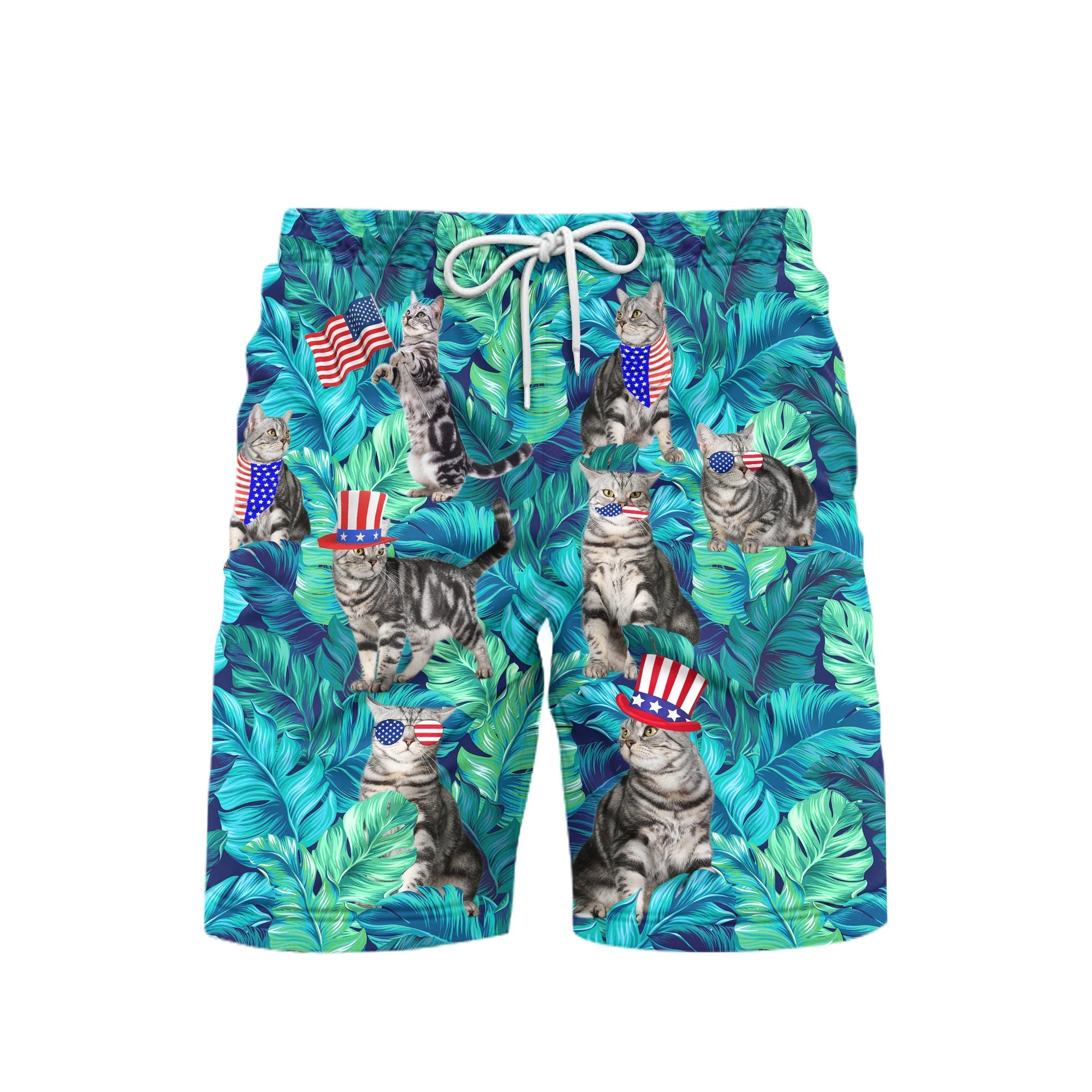 Of July Independence Day Cat Lover Beach Shorts For Men