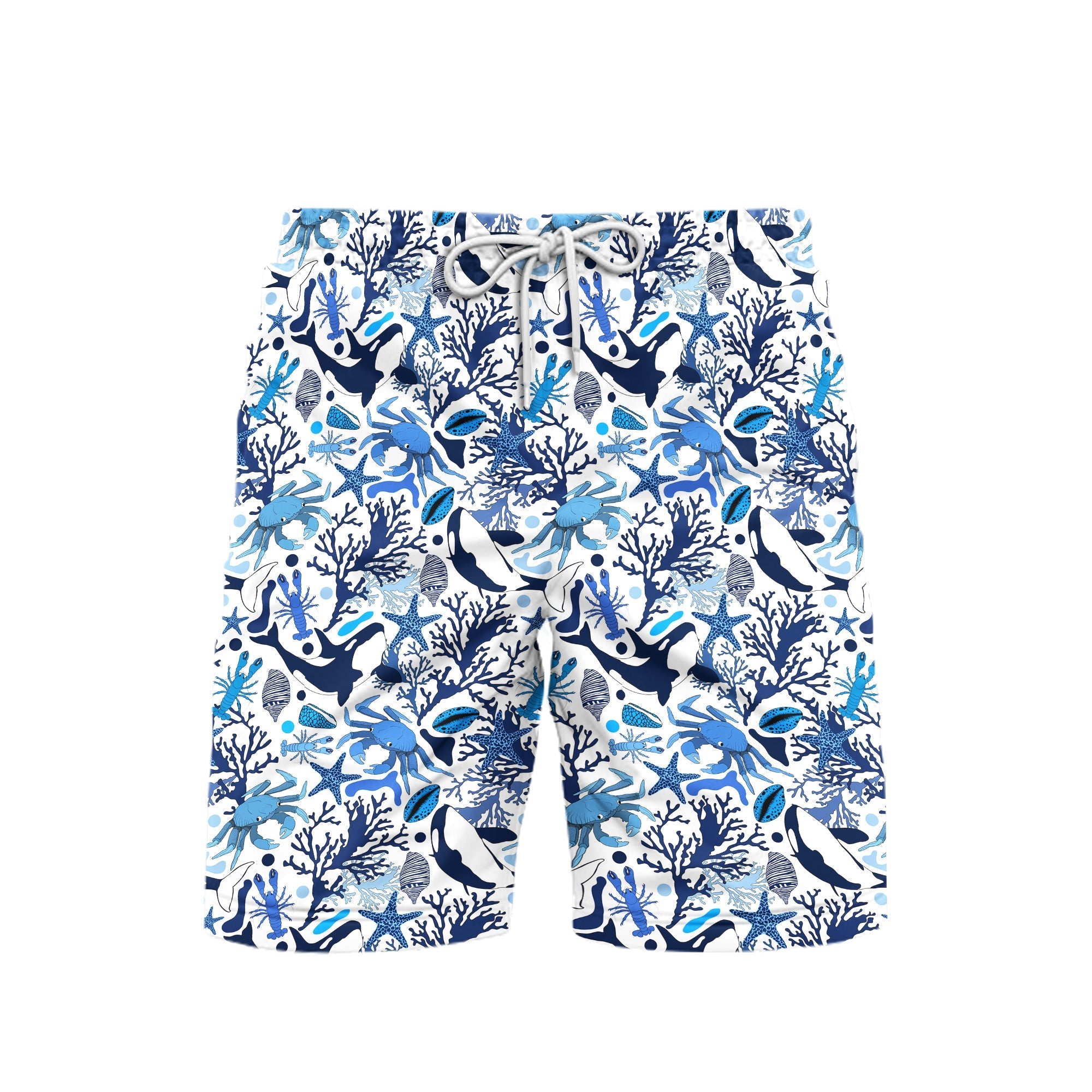 Life Of Ocean With Whales Crabs And Lobsters Beach Shorts For Men