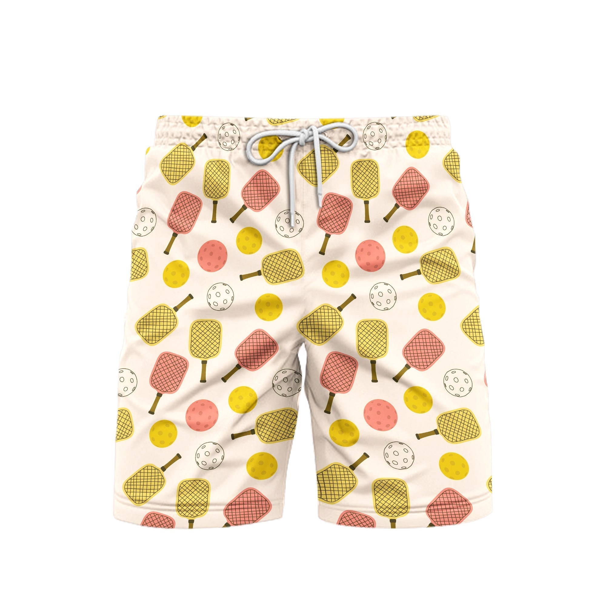 Pickleball Pattern Short Sleeve Button Up Beach Shorts For Men