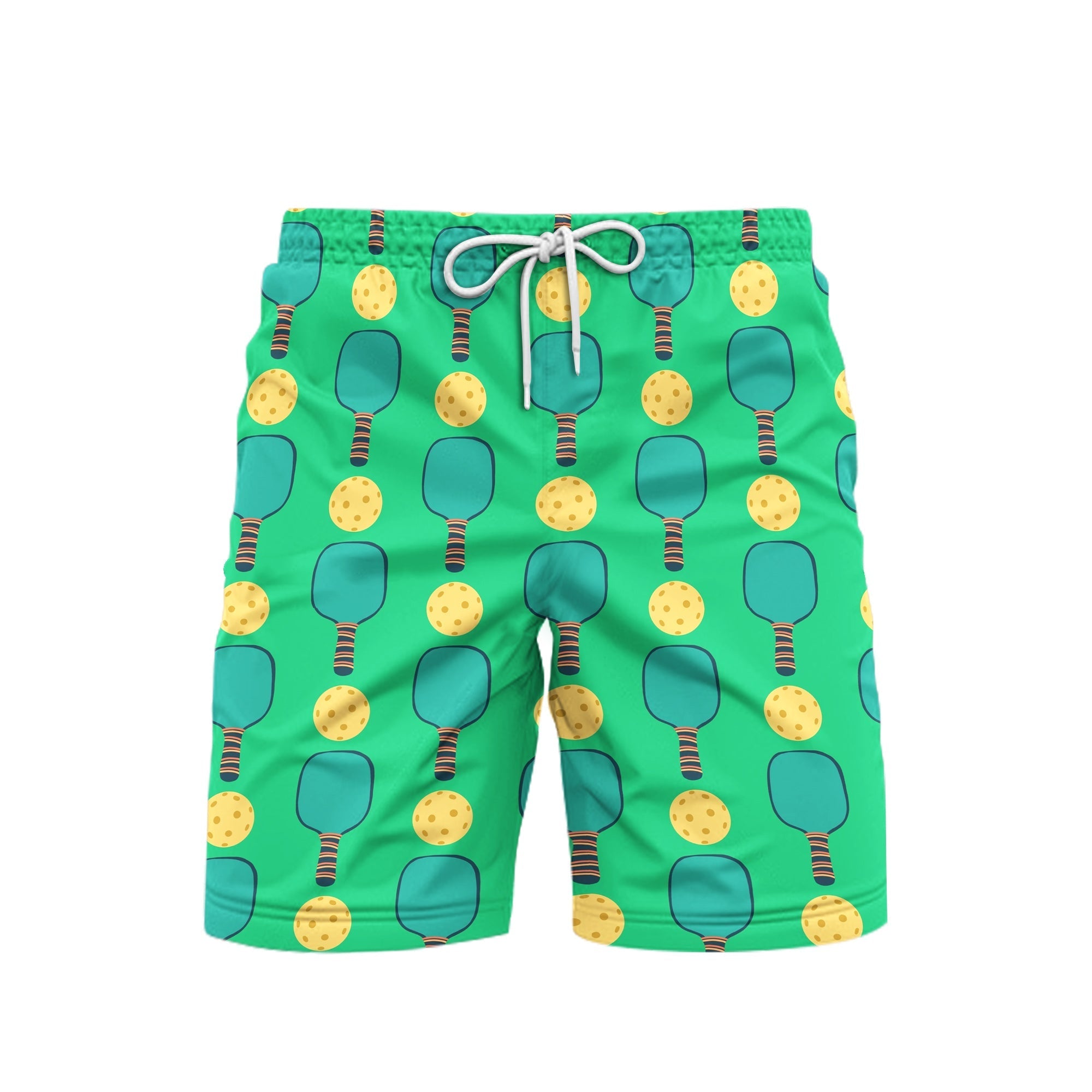 Pickleball Paddles Green Beach Shorts For Men