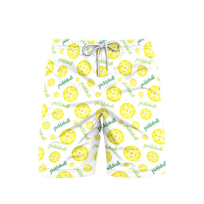 Bright Yellow Pickleball Balls Beach Shorts For Men