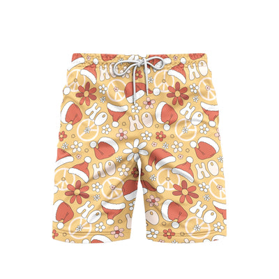 Flower Christmas Santa Hat Beach Shorts For Men