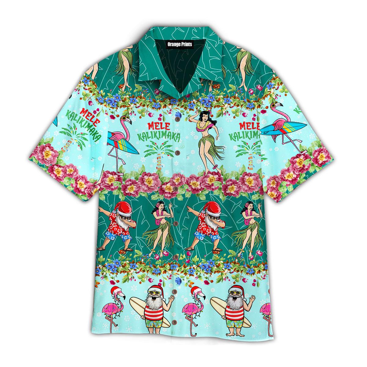 Santa Mele Kalikimaka Christmas Flamingo Aloha Hawaiian Shirts For Men & For Women