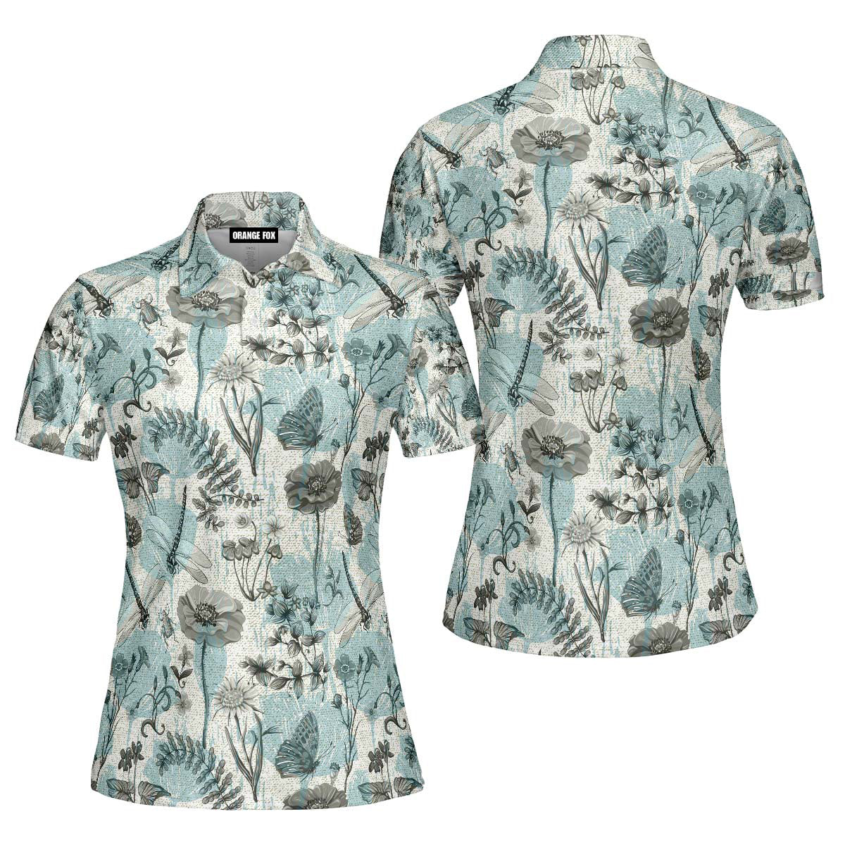 Summer Dragonflies Flowers Vintage Style Polo Shirt For Women