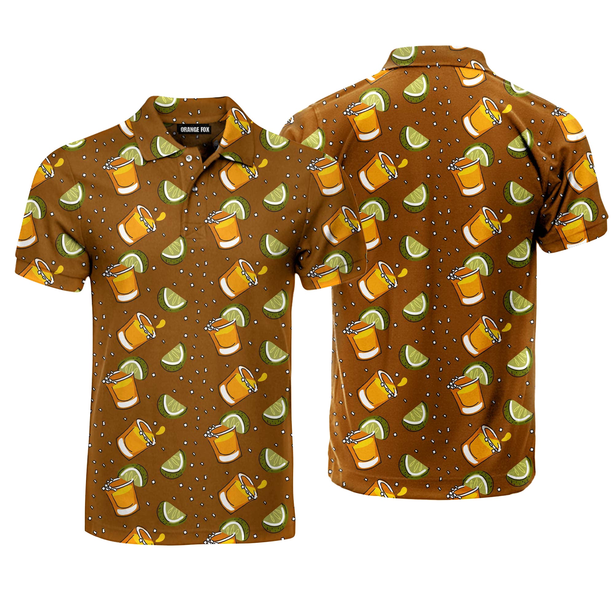 Tequila With Lime Shot Brown Polo Shirt For Men