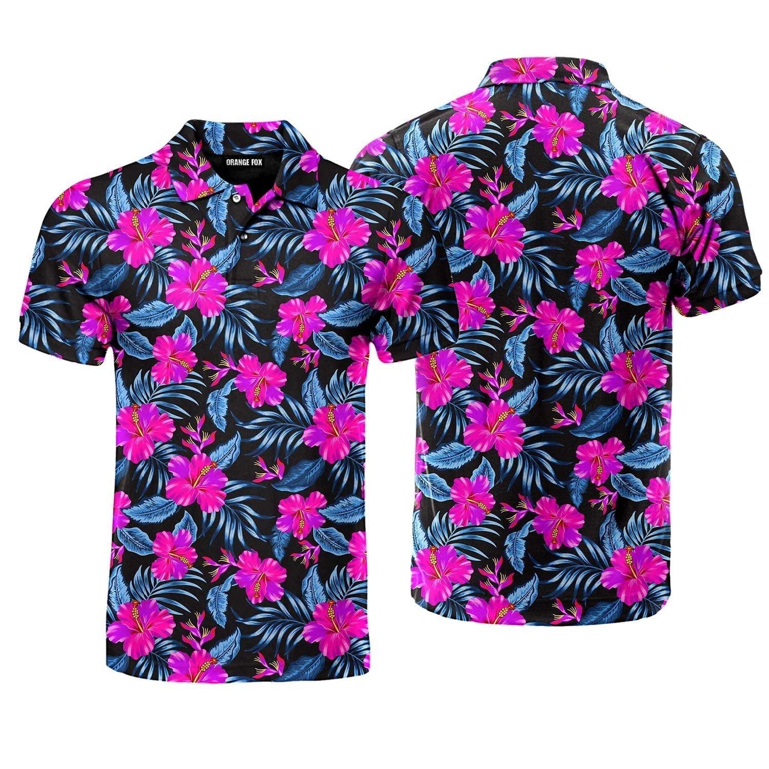 Tropical Flowers Hibiscus Polo Shirt For Men