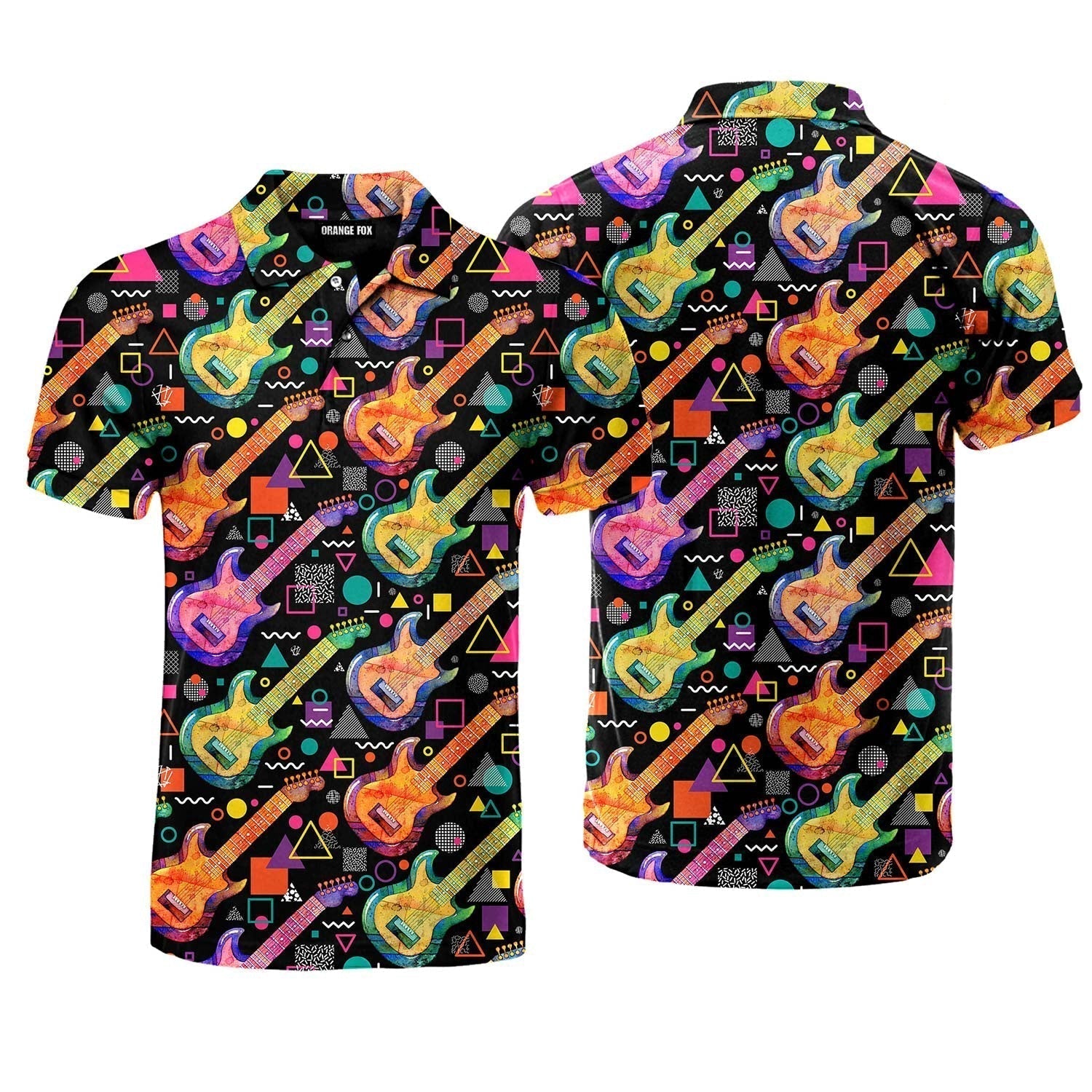 Watercolor Electric Guitar Polo Shirt For Men
