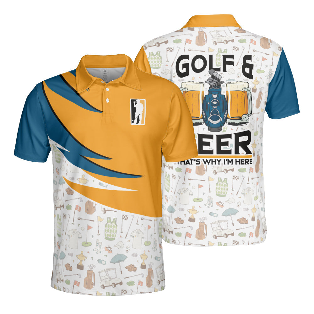 Golf and Beer That's Why I'm Here Polo Shirt Men's Golf Shirts For Golfer Men Tee