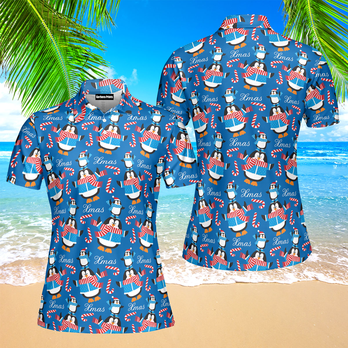 Cute Christmas Penguin Women's Polo Shirt