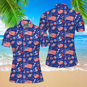 4th Of July Independence Day America Festive Polo Shirt For Women