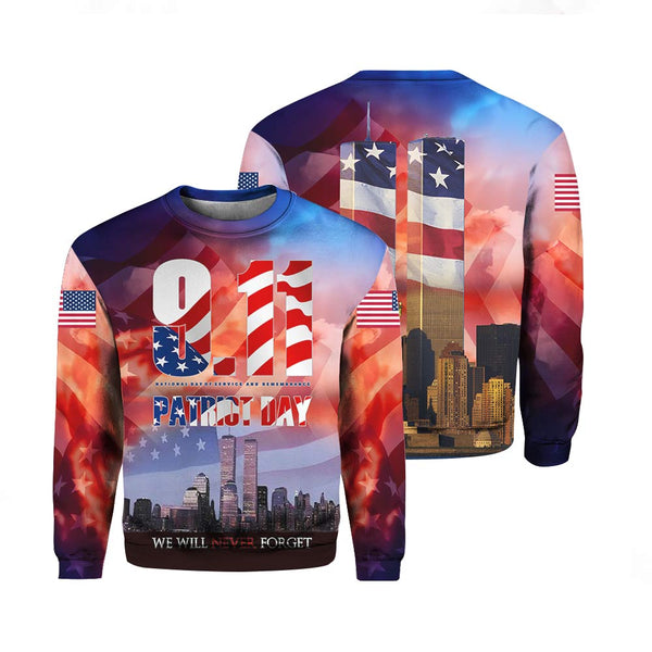 911 We Will Never Forget Patriot Day Crewneck Sweatshirt For Men & Women