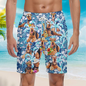 Airedale Terrier Dogs Love Beach Floral Beach Shorts For Men