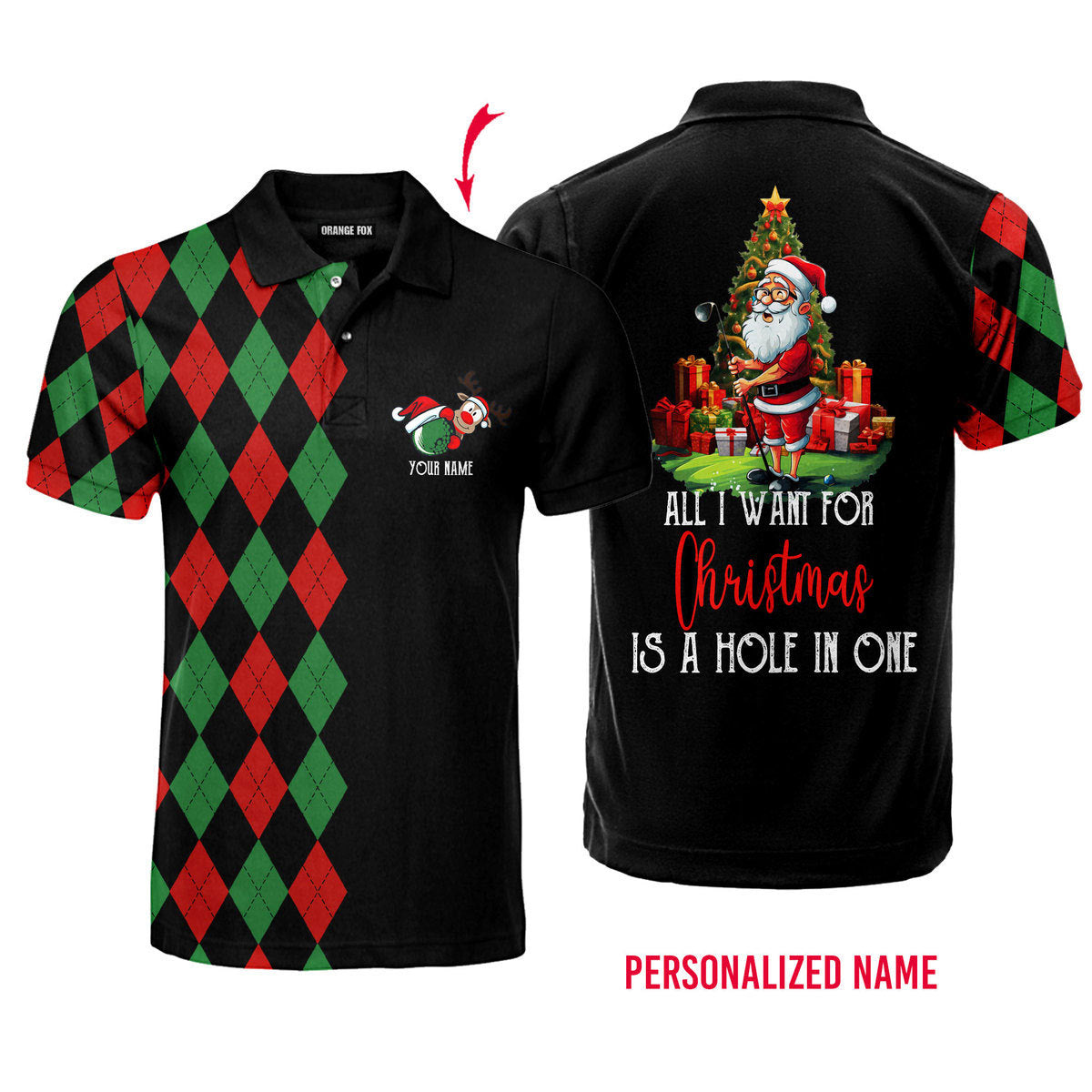 All I Want For Christmas Is A Hole In One Custom Name Polo Shirt For Men & Women