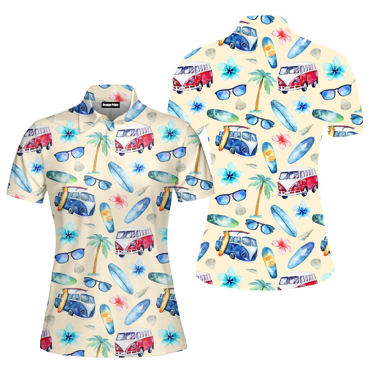 Aloha Adventure To The Beach Polo Shirt For Women