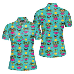 Aloha Chihuahua On Tropical Island Polo Shirt For Women