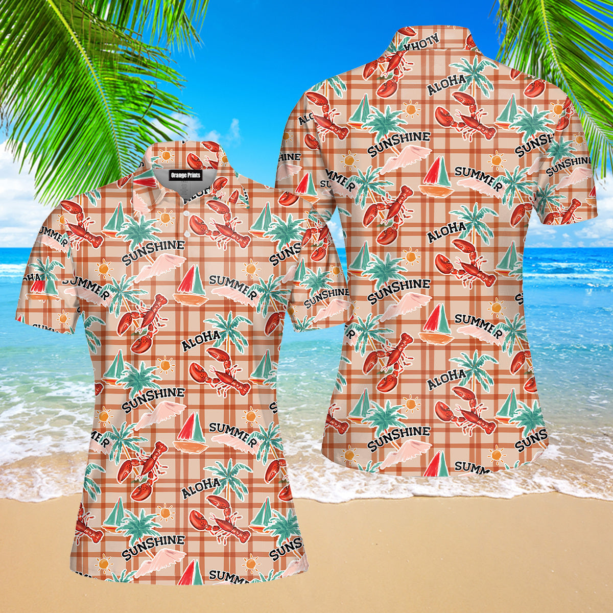 Aloha Summer Lobster To Sunshine Polo Shirt For Women