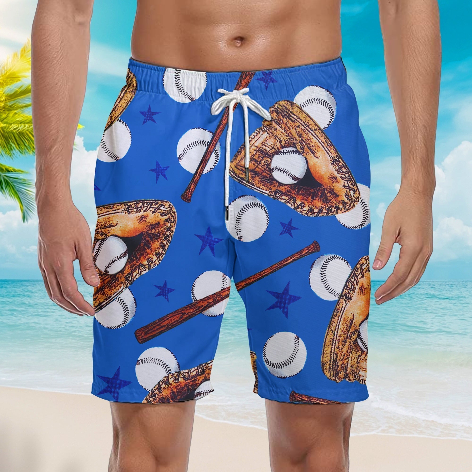 American Baseball Beach Shorts For Men
