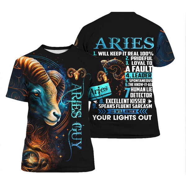 Aries Guy Zodiac Personality Birthday T-Shirt For Men & Women