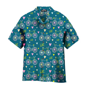 Bikes And Hearts Cute Bicycles Hawaiian Shirt For Men & Women