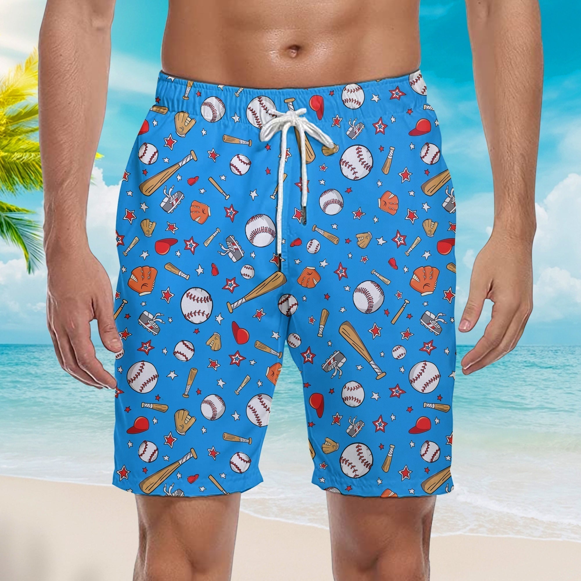 Blue Baseball Sports Beach Shorts For Men