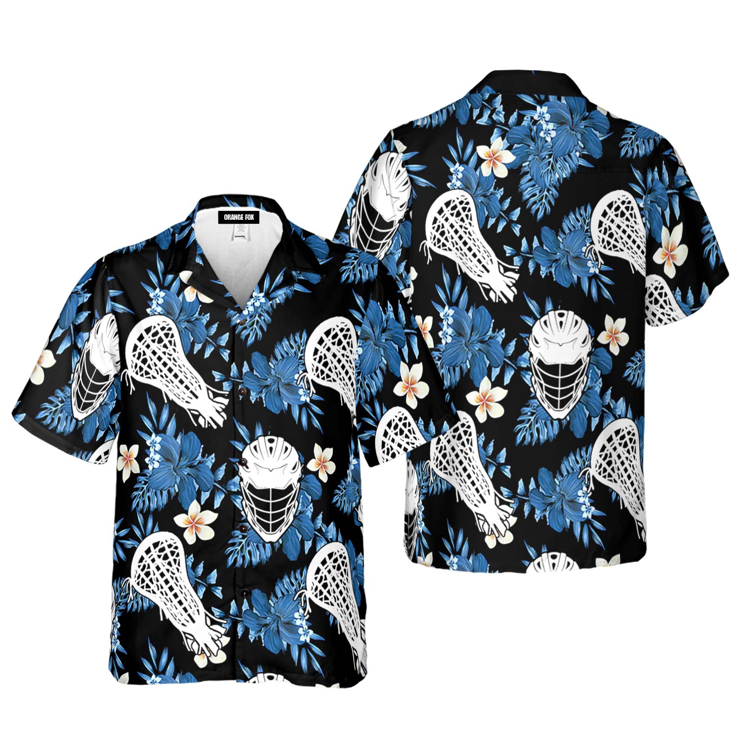 Blue Black Lacrosse Tropical Hawaiian Shirt For Men & Women