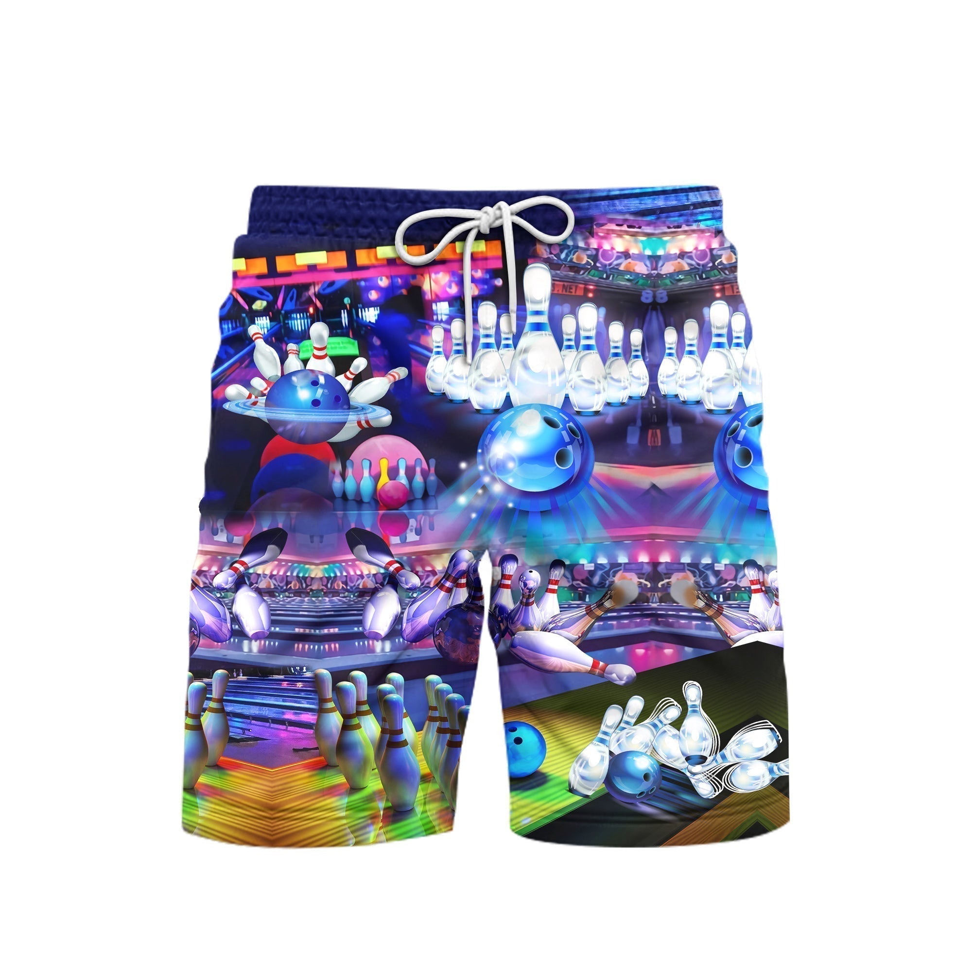 Bowling Takes Balls Neon Beach Shorts For Men