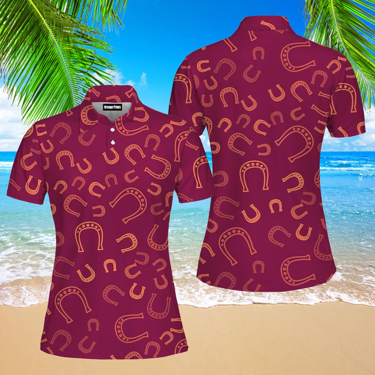Brown Line Horseshoe Polo Shirt For Women