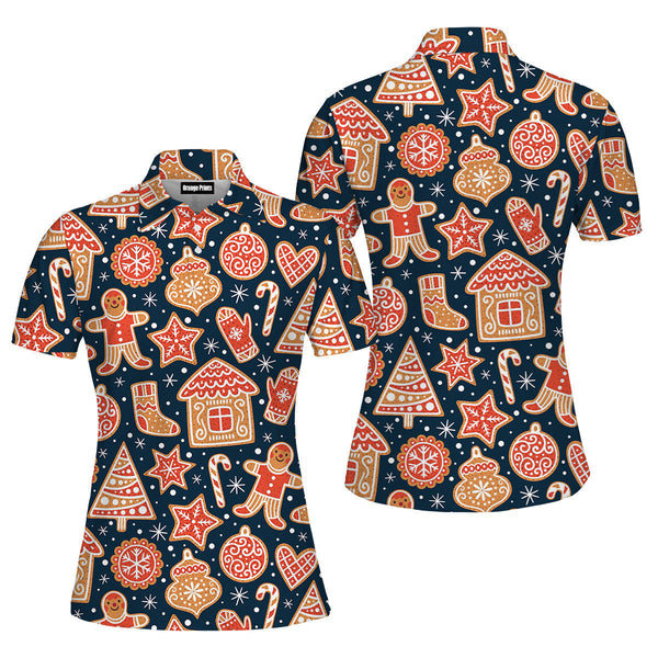 Christmas Gingerbread Cookies Polo Shirt For Women