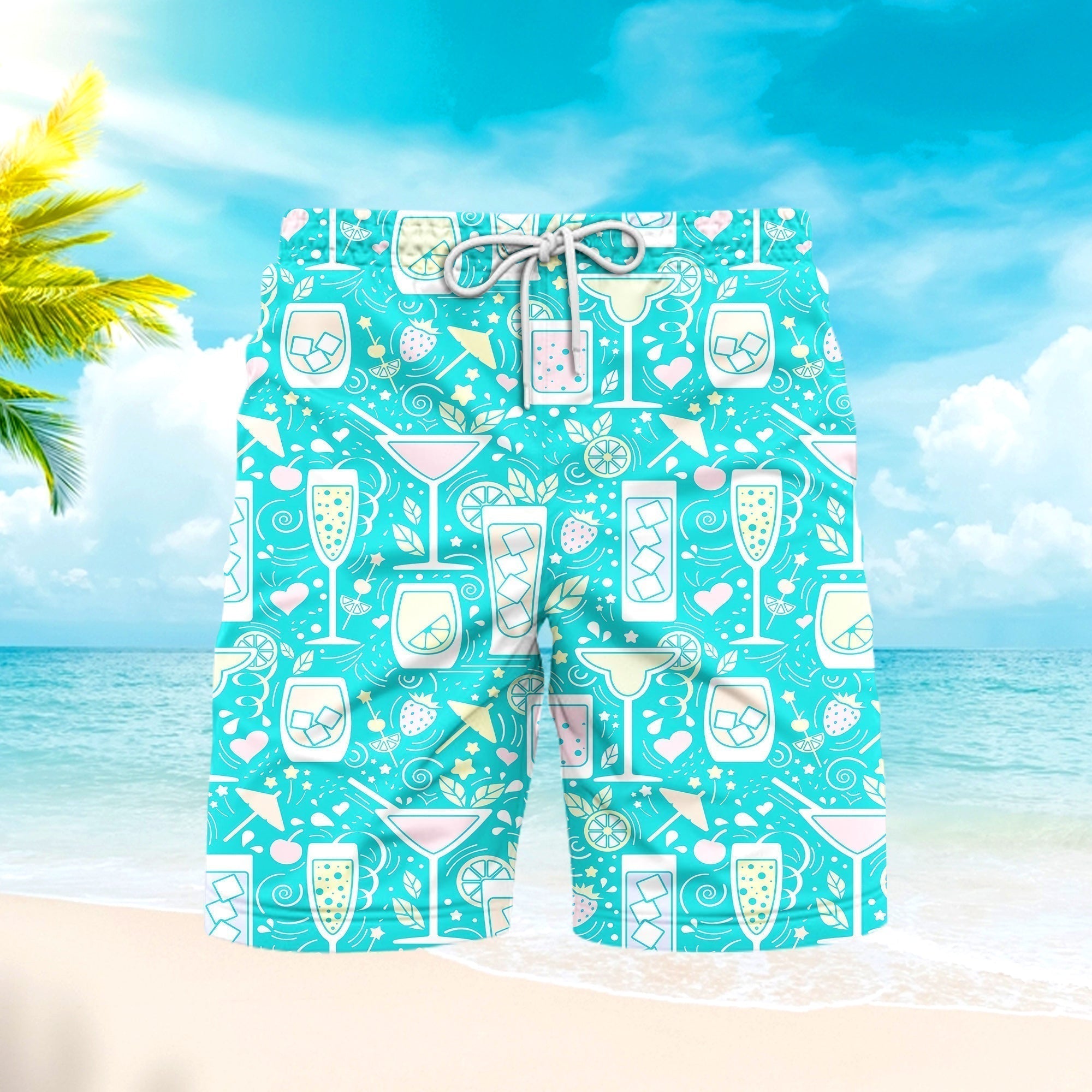Cocktails Hello Summer Beach Shorts For Men