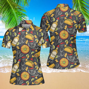 Colorful Amazing Mexican Food Polo Shirt For Women